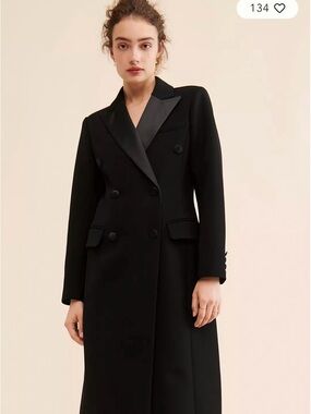 Avec Les Fillies Black Double breasted tuxedo coat